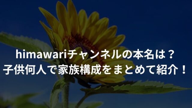 himawariチャンネルの本名は？子供何人で家族構成をまとめて紹介！