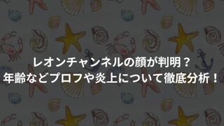 レオンチャンネルの顔が判明？ 年齢などプロフや炎上について徹底分析！