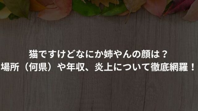 猫ですけどなにか姉やんの顔は？場所（何県）や年収、炎上について徹底網羅！