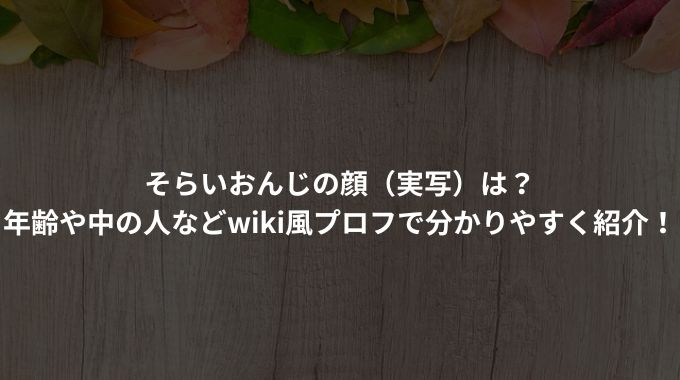 そらいおんじの顔（実写）は？年齢や中の人などwiki風プロフで分かりやすく紹介！