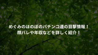 めぐみのほのぼのパチンコ道の目撃情報！顔バレや年収などを詳しく紹介！