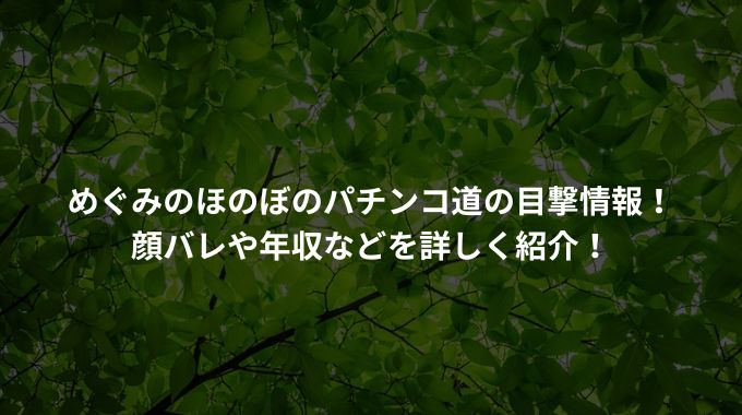 めぐみのほのぼのパチンコ道の目撃情報！顔バレや年収などを詳しく紹介！