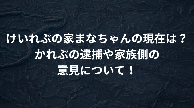 けいれぶの家まなちゃんの現在は？かれぶの逮捕や家族側の意見について！