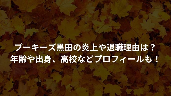 プーキーズ黒田の炎上や退職理由は？年齢や出身、高校などプロフィールも！