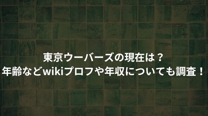 東京ウーバーズの現在は？年齢などwikiプロフや年収についても調査！