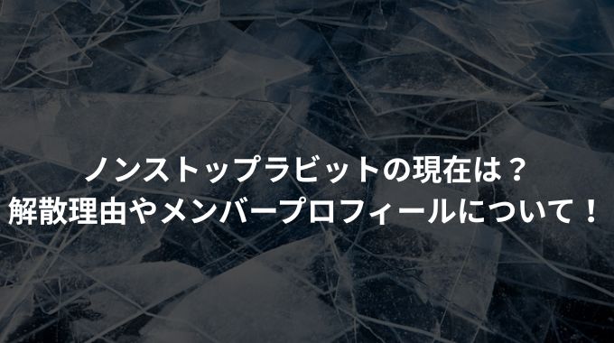 ノンストップラビットの現在は？ 解散理由やメンバープロフィールについて！